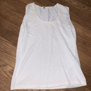 White beaded tank top